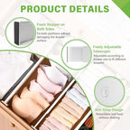 5 Pack Drawer Dividers 3.2" High Slim Organizers Expandable 10.8-17.9" Adjustable Separators for Shallow Drawers Kitchen Utensils Baby Clothes Underwear Storage-White - size: Short