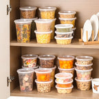 AOZITA 24 Sets Plastic Deli Food Containers With Lids, 8 oz 16oz 32oz Variety pack, Airtight Food Storage Containers, Freezer/Dishwasher/Microwave Safe, Soup Containers For Takeout Food Storage
