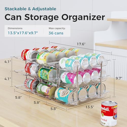 oylik Can Organizer for Pantry, 3 Tiers Can Storage Rack, up to 36 Cans Food Holders for Fridge, Cabinet and Pantry Organization - size: 3 Tiers*3 Rows