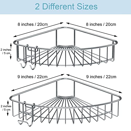 Shower Shelf for inside Shower, Shower Shelf Corner, Shower Corner Caddy, Adhesive Shower Caddy, Shower Wall Caddy, Stainless Steel Shower Caddy Suction No Drill 2 Pack Silver - color: Silver