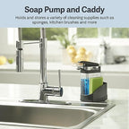 Casabella Sink Sider Solo Kitchen Soap Pump and Sponge Caddy, Black/Chrome - 2-in-1 Soap and Sponge Caddy, One-Hand Soap Dispensing, Easy to Refill and Clean, Efficient Size (Pack of 6) - color: Black