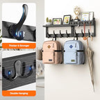 Evermagin 29" Coat Rack Wall Mount with Shelf, 4 in 1 Coat and Key Hanger with 11 Metal Hooks, Entryway Wall Mounted Shelf with Mail Holder for Living Room, Bedroom, Black - color: Black, size: 29 inch