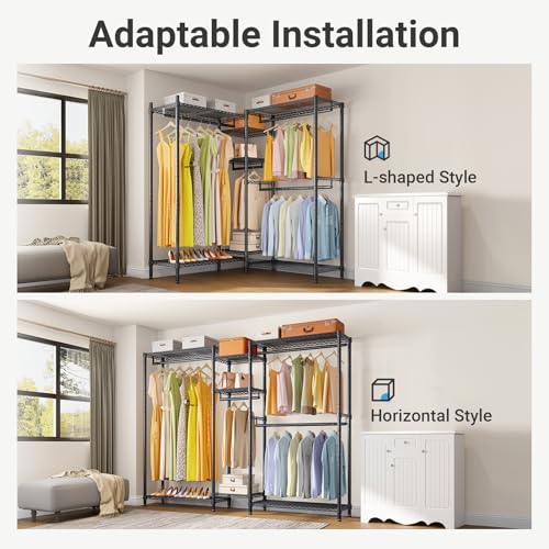 VIPEK Classic V6 Plus Wire Garment Rack Heavy Duty Clothing Rack for Hanging Clothes, Metal Freestanding Closet Wardrobe Rack Portable Clothes Rack, 84.7" L x 15.7" W x 76.4" H, Load 1120lbs, Black - color: Black, size: Classic V6 Plus Large