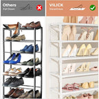 VILICK 11 Tiers Tall Wide Shoe Rack 55 Pairs Large Capacity Sturdy Durable Shoe Rack for Closet Metal Shoe Organizer Shelf with Two Hooks Space Saving for Entryway White - color: White
