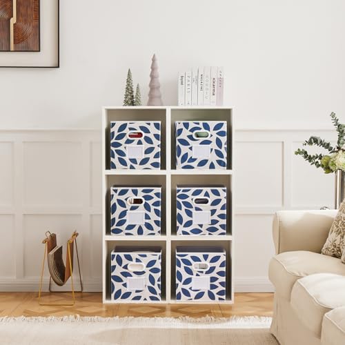 MAX Houser 6 Pack Foldable Fabric Storage Bins with Handles - Ideal for Closet Organization, Bedroom and Nursery（Blue, 12"x12"x12"） - color: 2 blue