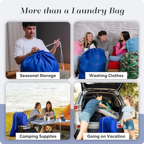 Nylon Laundry Bag - Locking Drawstring Closure and Machine Washable. These Bags will Fit a Laundry Basket or Hamper and Strong Enough to Carry up to Three Loads of Clothes. (Royal Blue) - color: Royal Blue, size: 22" x 32"