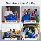 Nylon Laundry Bag - Locking Drawstring Closure and Machine Washable. These Bags will Fit a Laundry Basket or Hamper and Strong Enough to Carry up to Three Loads of Clothes. (Royal Blue) - color: Royal Blue, size: 22" x 32"