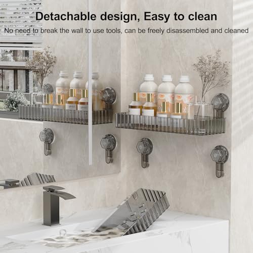 Shower Caddy Suction Cup Bathroom Shower Organizer for Bathroom Storage Home Decor & Kitchen No Drilling Large Capacity Removable and Reusable Shower Shelves for Inside. (black, square) - color: Black, size: Square