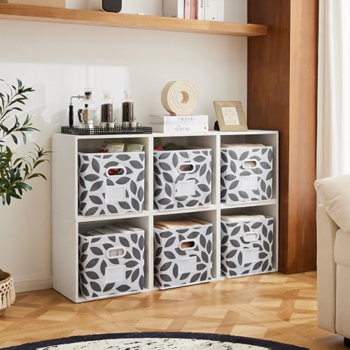 MAX Houser Fabric Storage Bins Cubes Baskets Containers with Dual Plastic Handles for Home Closet Bedroom Drawers Organizers, Flodable, Grey, Set of 4 - color: 27 dark grey
