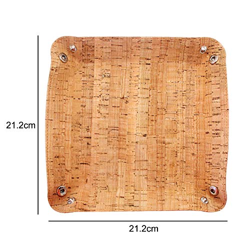 boshiho Valet Tray for Men, Natural Cork Jewelry Catchall Key Phone Coin Box Change Caddy Bedside Storage Box (Cork) - color: Cork