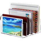 Mail Organizer Countertop, Stylish Acrylic 5 Compartments Mail Holder, Small Desk File Storage Holders for Letter, Bill, Mail Sorter, Desktop Letter Folder Holders for Office, Home, School