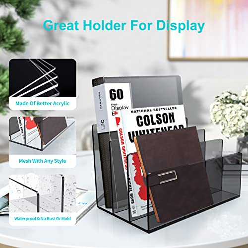Boloyo Acrylic File Holder,1PC 3 Sections Clear Black File Organizer Mail Letter Sorter Desktop Folder Holder for Home Office School Envelope Bill Filling Paper Document - color: Clear Black, size: 3 Sections(1PC)