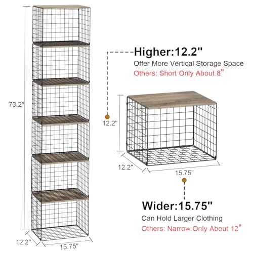 6 Pack Closet Organizers And Storage, Stackable Closet Shelf Organizer Storage Bin Basket For Clothes Sweaters With Top Board, Widened Opening, Heightened Height, Large Capacity, Sturdy, Space-saver - color: Black, size: 6 Pack