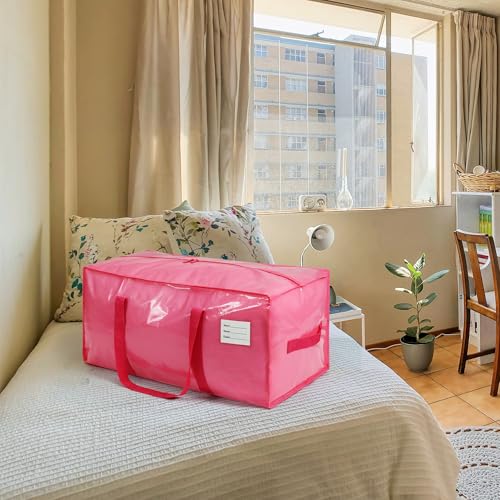 VTSVTS 2 Pack Extra Heavy Duty Large Moving Bags with Comfortable Handle & Strong Zipper,Storage Totes for Space Saving Moving Storage College Supplies Alternative to Moving Box,Pink - color: Jelly Pink, size: 2 Pcs