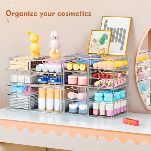 ARSTPEOE 30 Drawers, Acrylic Desk Makeup Organizer, Plastic Drawers Organizer, Stackable Storage Solution for Makeup, Dresser, Office, Bathroom Clear Plastic Craft and Bead Storage Cabinet - size: 30 Drawers