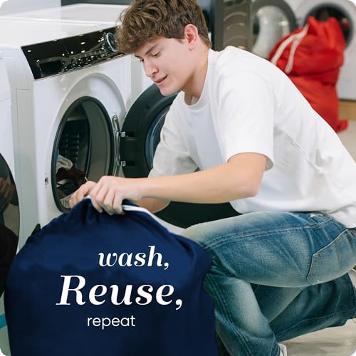 Nylon XL Laundry Bag - Locking Drawstring Closure and Machine Washable. These Bags will Fit a Laundry Basket or Hamper and Strong Enough to Carry up to Three Loads of Clothes (Navy Blue, 30" x 40") - color: Navy Blue, size: 30" x 40"