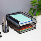 Mind Reader Stackable Paper Tray, Desktop Organizer, File Storage, Office, Metal Mesh, 10.5" L x 13.5" W x 11.25" H, 4 Pcs., Black - color: Classic Black