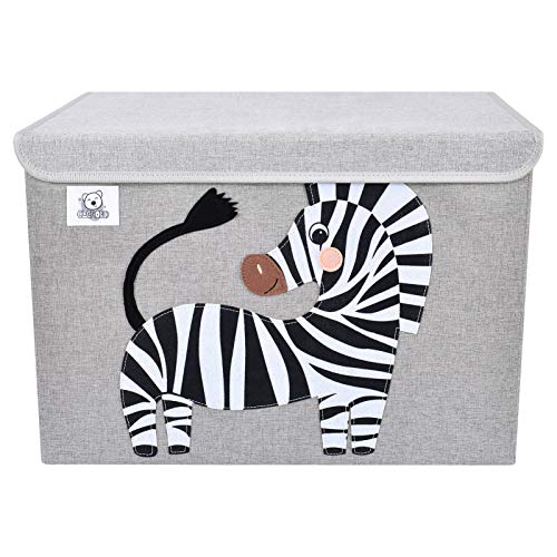 CLCROBD Foldable Large Kids Toy Chest with Flip-Top Lid, Collapsible Fabric Animal Toy Storage Organizer/Bin/Box/Basket/Trunk for Toddler, Children and Baby Nursery (Zebra) - color: Zebra