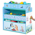 Delta Children - Bluey Design & Store 6 Bin Toy Storage Organizer - Greenguard Gold Certified, Blue - color: Bluey