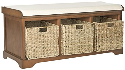 Safavieh American Homes Collection Lonan Grey and White Wicker Storage Bench - color: Brown