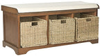 Safavieh American Homes Collection Lonan Grey and White Wicker Storage Bench - color: Brown