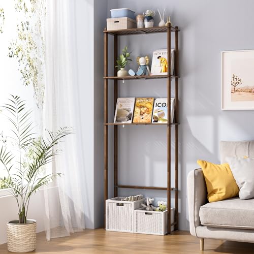 AmazerBath Bamboo Over The Toilet Storage Shelf, Over Toilet Bathroom Organizer Rack, 3-Tier Bathroom Shelves Over Toilet, Space Saver, Walnut Brown - style: Walnut Brown-3-tier