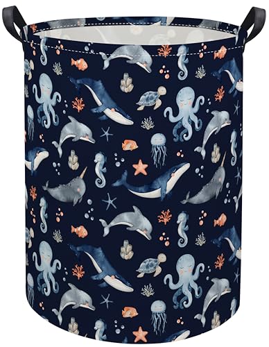 Ocean Baby Laundry Basket Baby Hamper for Nursery Girl Kids Soccer Hamper Cute Kids Toys Storage Bin Organizer Ocean Room Decor for Home(Blue Ocean) - color: Blue Ocean