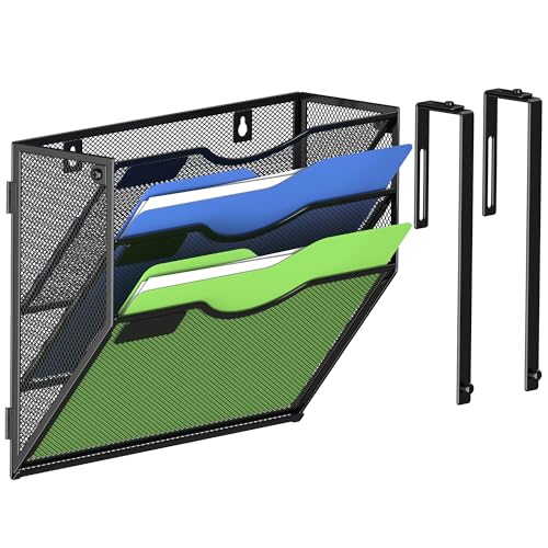 Kuntine.B Wall File Organizer Office Hanging Magazine Holder Wall File Organizer for Office Home (Black, 3 Tier & Hangers) - color: Black, size: 3 Tier & Hangers