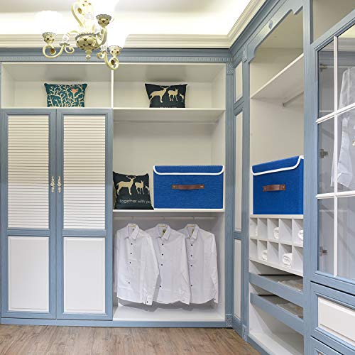 TYEERS Collapsible Storage Boxes, Washable Fabric Storage Bins with Lids, 14.9x9.8x9.8 inches, 3 Pack, Classic Blue - color: Classic Blue, size: 3-pcs 14.9x9.8x9.8 in