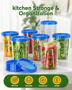 Canfanni 10 Pack-33oz Freezer Storage Containers Set, Plastic Food Storage Containers with Twist Top Lids, BPA Free Stackable Soup Containers for Overnight Oats/Salad/Leftover/Soup/Ice Cream