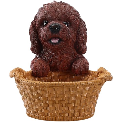 Valet Tray & Key Organizer Bowl for Entryway Console Featuring Red Poodle - Dog Figurine Trinket Dish & Candy Holder - Cozy Animal Table Centerpiece - color: Poodle with Wide Bowl - Red, size: Poodle