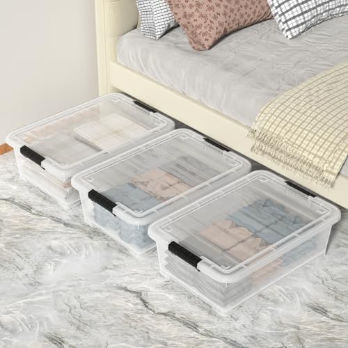 20L Under Bed Storage Containers, Closet Organizers and Storage Bins, Under Bed Storage Box with Wheels, Set of 4 - size: 20L