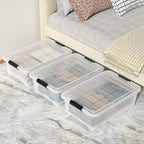20L Under Bed Storage Containers, Closet Organizers and Storage Bins, Under Bed Storage Box with Wheels, Set of 4 - size: 20L