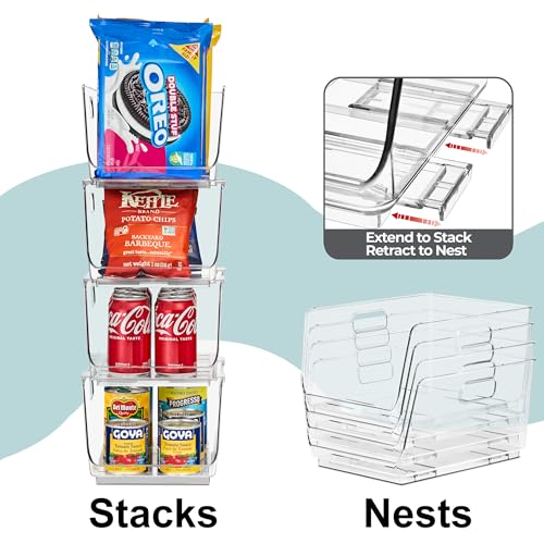 Sorbus Stackable Storage Bins Open Front - Pantry Bins for Storage and Organization for Kitchen - Clear Pantry Organizer Bins (Medium 4 Pack) - size: Medium, style: 4 Pack