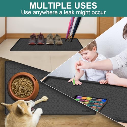 Under Sink Mat, 34" x 22" Waterproof Silicone Under Sink Tray for Kitchen & Laundry Cabinets, Kitchen Cabinet Shelf Protector, Up to 3.3 Gallons Liquid, Fits 36 inch Standard Cabinet(Grey) - color: Dark Black, size: 22"W x 34"L