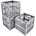 Eslite 3-Pack Collapsible Plastic Storage Crates,Foldable Crates for Storage,16L (Grey) - color: Grey