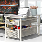 Simple Houseware Stackable 2 Tier Sliding Basket Organizer Drawer, White - color: White, size: 2-Tier