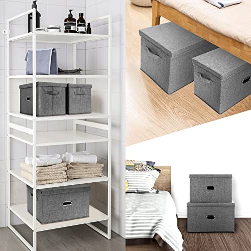 Large Linen Fabric Foldable Storage Bins with Removable Lid and Handles, Washable Storage Box Organizer Containers Baskets Cube with Cover for Bedroom,Office(Cream, Extra Large) - color: Cream, size: Extra Large