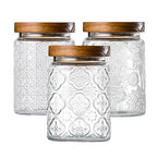 Adodeen 3-Pack 24oz Glass Jar With Airtight Lid,Kitchen Canisters For Countertop,Coffee Sugar Container Set,Pantry Glass Storage Containers For Flour,Candy,Loose Tea,Snack, mason jars - color: Sunflower/Bigonia/window-24oz