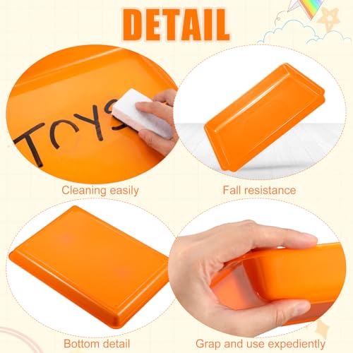 Maitys 15 Pcs Flat Plastic Trays 16.1 x 11.8'' Sensory Storage Paper Tray Stackable Classroom Bins for Office Home Organizer Crafts Supplies(Orange) - color: Orange