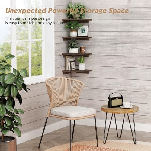 Forbena Large Corner Floating Shelves for Wall Set of 4, 12 Inch Deep Wall Mounted Corner Shelves for Bedroom, Livining Room, Farmhouse Hanging Bookshelf Bookshelves (Rustic Brown) - color: 3. Rustic Brown, size: 12" Depth