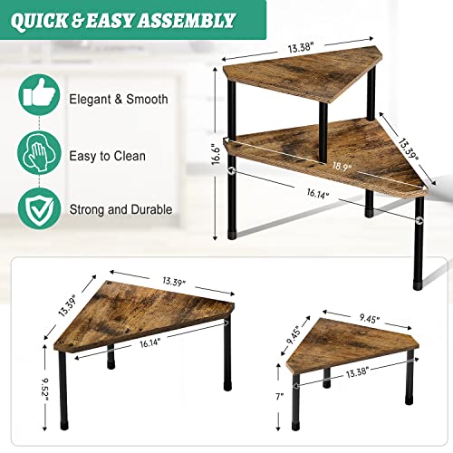 Weenson Kitchen Countertop Organizer Spice Rack for Salt, Bathroom Counter Organizer Over Sink for Toiletries, Makeup, 2-Tier Corner Counter Shelf for Coffee Area Storage Dresser Table(Rust Brown) - color: Rust Brown