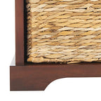 SAFAVIEH Home Collection – Freddy Cherry Storage Bench with Wicker Baskets & Cushion, Entryway Seating Bench, Fully Assembled (AMH5736E) - color: Cherry