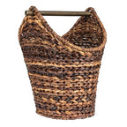Creative Co-Op Boho Oval Braided Bankuan Bathroom Tissue/Toilet Paper Basket with Wood Handle, Brown - color: Brown