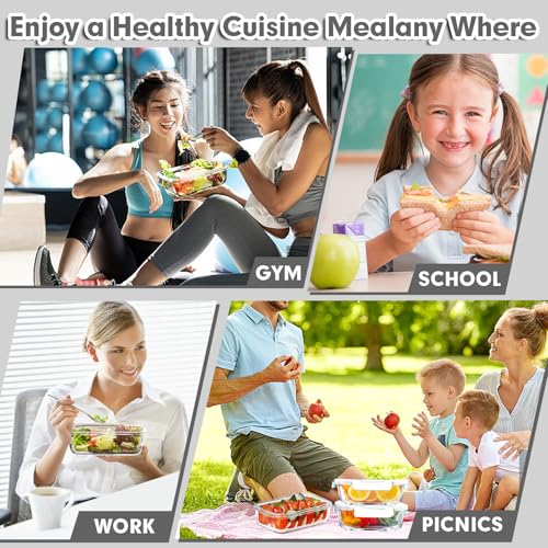 VERONES 5 Pack 36 OZ Glass Meal Prep Containers, Airtight Glass Lunch Containers Set, Food Storage Containers with Lids,Exclusive of BPA, for Microwave, Oven, Freezer & Dishwasher Friendly,White - color: White