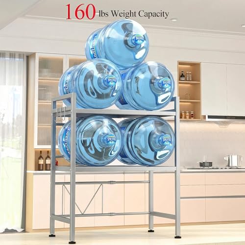 PUSDON 3-Tier Expandable Microwave Oven Rack, Countertop Baker's Rack Style Shelf, Heavy Duty Adjustable Stand with Hooks, 160lbs Capacity Appliance Match, Silver Gray - color: Silver Grey, size: H-frame 3 tier
