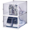OnDisplay Clik Stackable Interlocking Shoe Box System (Medium Clear/White, Set of 2) - color: Medium Clear/White, size: Set of 2