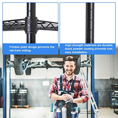 BestOffice | 6-Tier Wire Storage Shelves with Wheels | 18x48x78 | Black | Adjustable Racks | Heavy-Duty Metal Shelf, Holds Upto 600 lbs | No-Tool Assembly | Ideal for Home & Garage Shelving - color: Black, size: 18"D x 48"W x 77"H