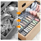 Foldable Underwear and Socks Organizer Storage Box with Dividers, Breathable Nylon Mesh Closet Drawer Organizer for Ties, Scarves, Accessories, Space Saving Wardrobe Storage Solution, White