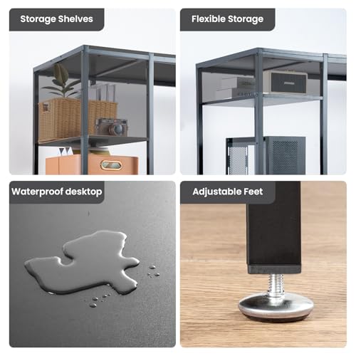 MINOSYS 47-inch Computer Desk with Storage Shelf - Your Ideal Black Gaming Desk for Bedrooms, Small Spaces, and Home Offices. This Modern Writing Desk is Perfectly Suited for PCs. - color: Tx-black, size: 47 inch